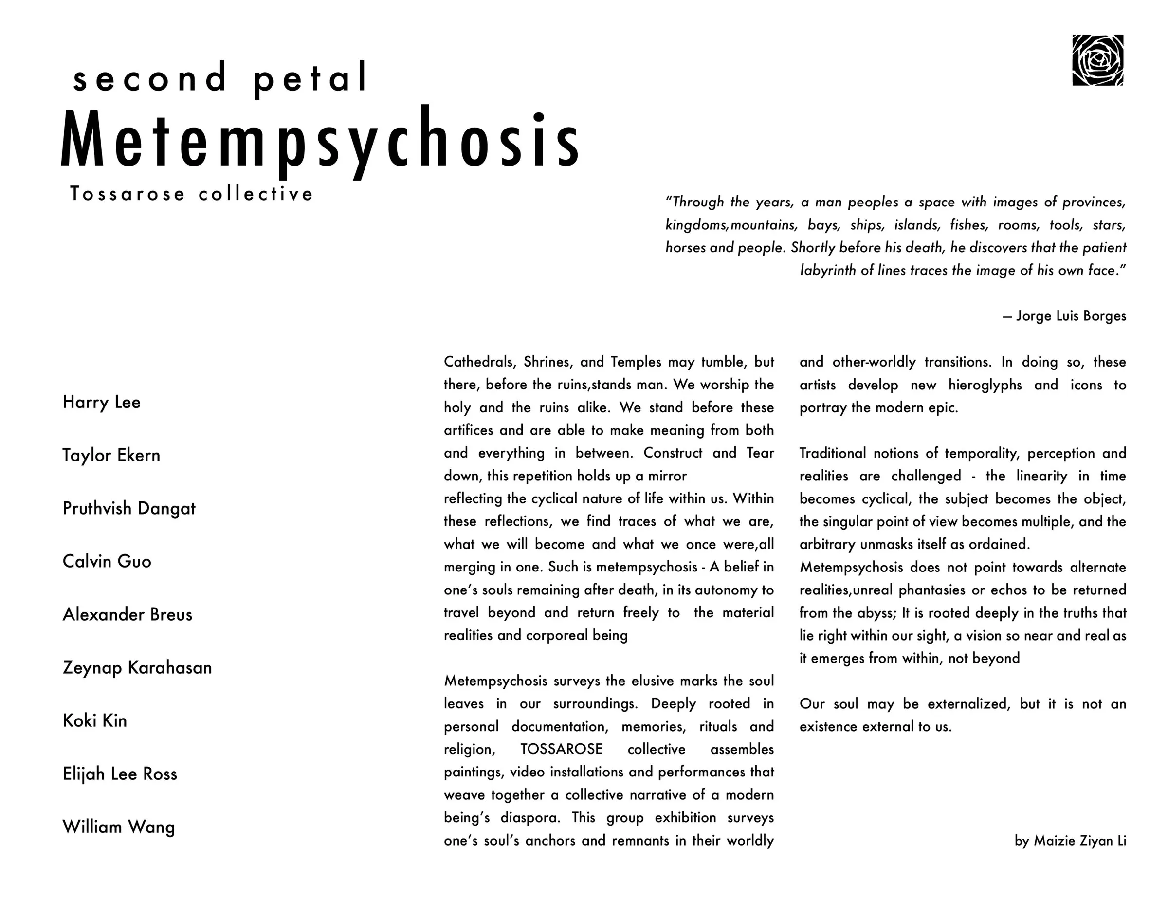 Metempsychosis, exhibition text