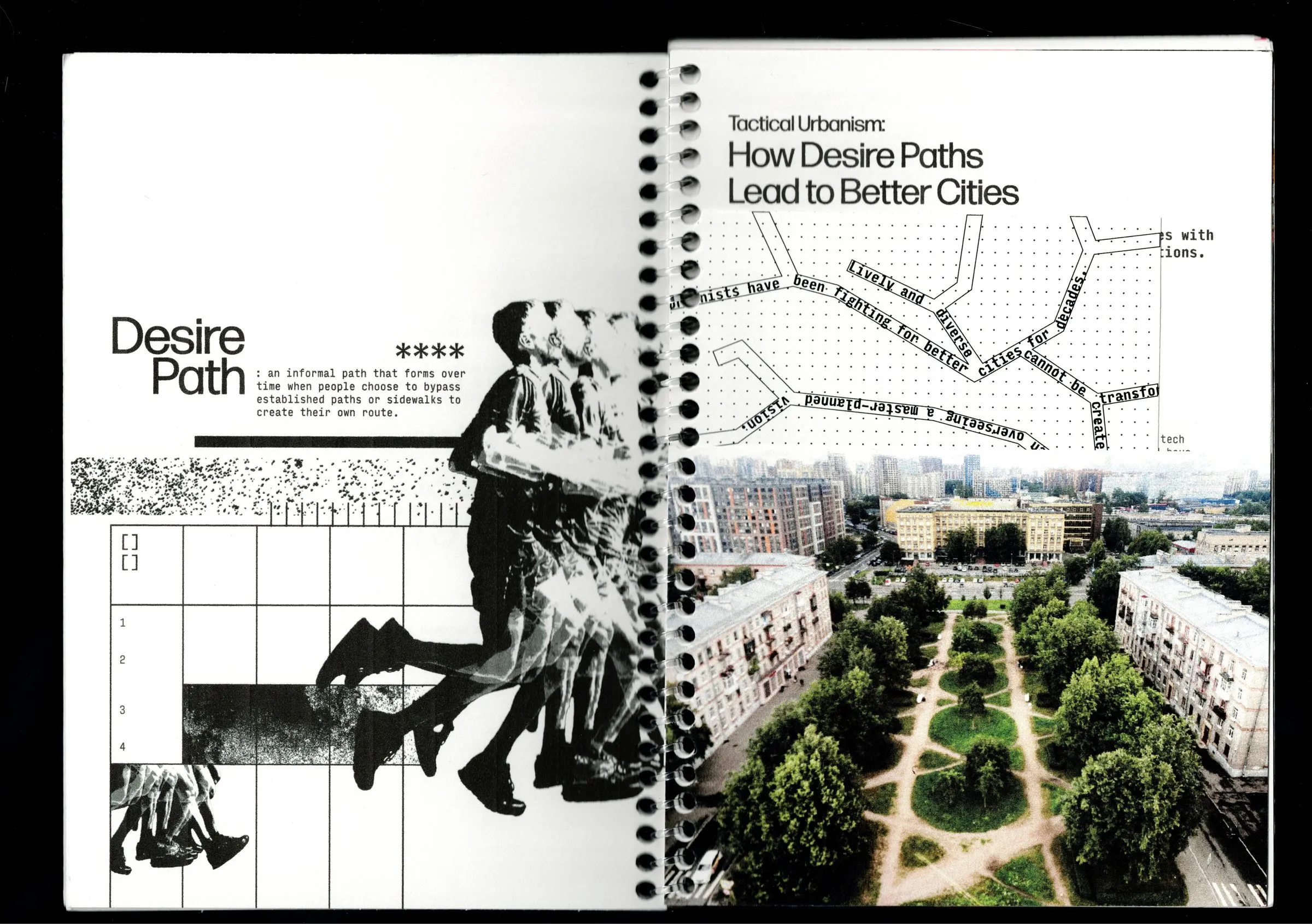 Tactical Urbanism: How Desire Paths Lead to Better Cities, opening spread
