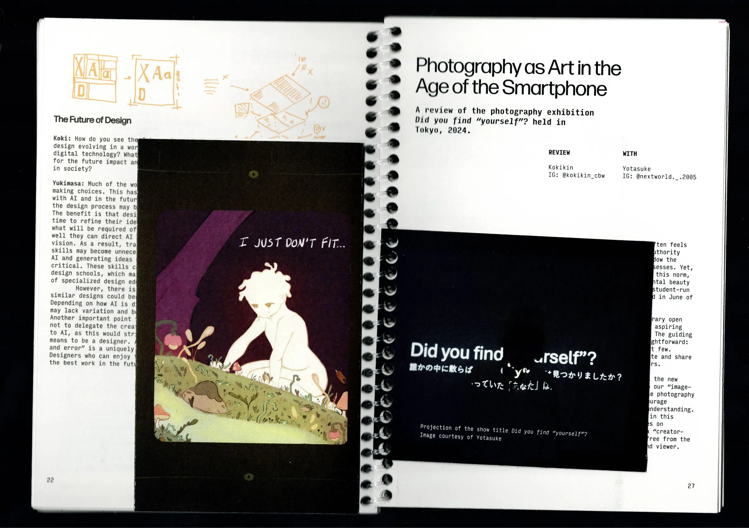 Photography review spread with fold-out pages